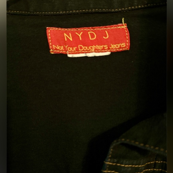 NYDJ Jean Denim Jacket Rhinestone Studded Dk Blue Denim Womens Lg - Picture 4 of 11